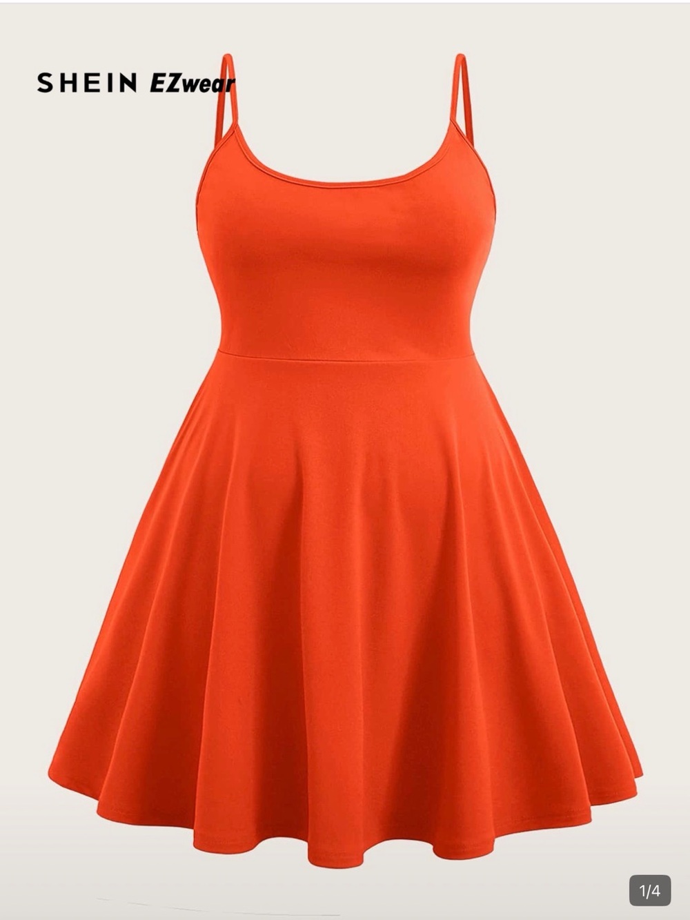 SHEIN Orange Spaghetti Strap Fit & Flare Mini Dress